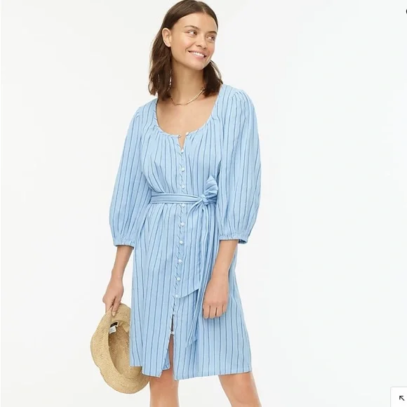 NWT J. Crew Balloon Sleeve Dress in Serenity Stripe - Picture 1 of 7